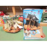 Two Playmobil pirate ships,