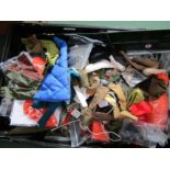 A box of vintage Action Man clothing and accessories