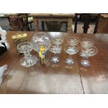 A Babycham deer and set of six glasses with a Bohemia pinwheel lead crystal vase and carriage clock