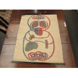 An illustrated teaching aid on canvas depicting the circulatory system, a/f,