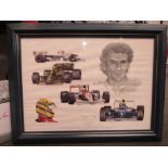 A 'Tribute to Ayrton Senna' print after Stuart McIntyre, framed and glazed,