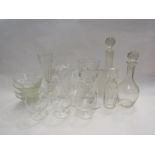 A collection of 19th/20th Century glasswares to include cut glass rummers, decanters, bowls etc.