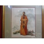 A framed and glazed watercolour depicting lady in robe. Artitist signed and dated '90 lower right,