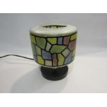 A 1960's style desk lamp with coloured block glass shade