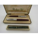 A Parker "51" cased fountain pen and propelling pencil set and a boxed Conway Stewart "Dinkie" pen