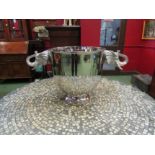 A large plated ice bucket with elephant head handles. 27.5cm tall