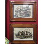 RAMON PUJOL (1907 - 1981): A pair of Spanish watercolours in oak frames with Art Nouveau copper