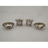 Two pairs of silver salts with tripod footed examples, both sets marked Birmingham, 74g