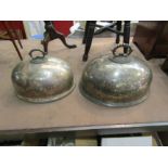 Two Victorian silver plated food covers