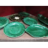 A mixed lot of Copeland, Wedgwood etc, leaf form plates (8)