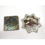 Two 19th Century Persian tiles including star form with female