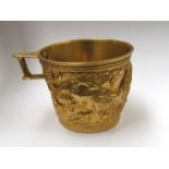 A National Archaeological Museum of Athens copy of a Vapheio cup, gold plate on brass,