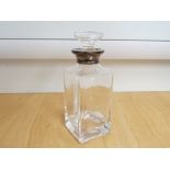 A square glass scent bottle with silver collar, Birmingham 1998,