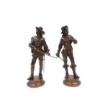 Charles Anfrie (1833-1905): A pair of Cavaliers. Bronze figures.