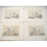 Two very scarce 19th lithographs of Castle Acre Priory, Norfolk, published by L.E.