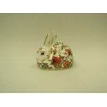 A Royal Crown Derby paperweight Meadow Rabbit, gold stopper, boxed