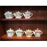 Seven Sadler Classic Collection teapots including Shakespeare set