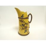 A Worcester jug yellow ground with floral decoration, 19.5cm tall