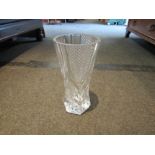 A heavy moulded glass vase, 30cm tall