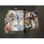Two boxes of mixed ceramics to include lustre, jasperware, etc