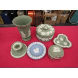 A selection of Wedgwood mainly green Jasperware