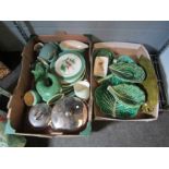 Two boxes of mixed ceramics including Continental cabbage plates, Myott part dinner service, etc