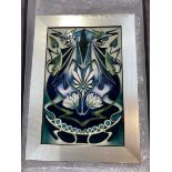 A Moorcroft Trial pattern plaque depicting Art Nouveau style white flowers, dated 21.06.11, 30.5cm x