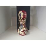 A Moorcroft Masquerade pattern vase, monogramed WM, 16cm tall, boxed