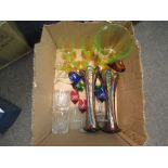 A hox of glassware including a Royal Scot crystal pair of boxed tumblers