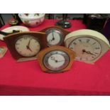 A Thomas Kent kitchen clock and three mantel clocks