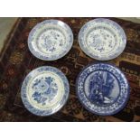 Four various blue and white plates / dishes including Mason's