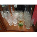 A collection of glasswares including six Whitefriars bark style lemonade glasses, grapefruit dishes,