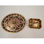 A Royal Crown Derby oval dish together with a pin dish, largest 20cm x 16cm (2)