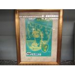 A framed 2001 official matchday programme of Norwich City Football Club, players signatures to