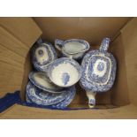 A small box of Spode "Italian" wares including small teapot and one other, trio, milk jug and
