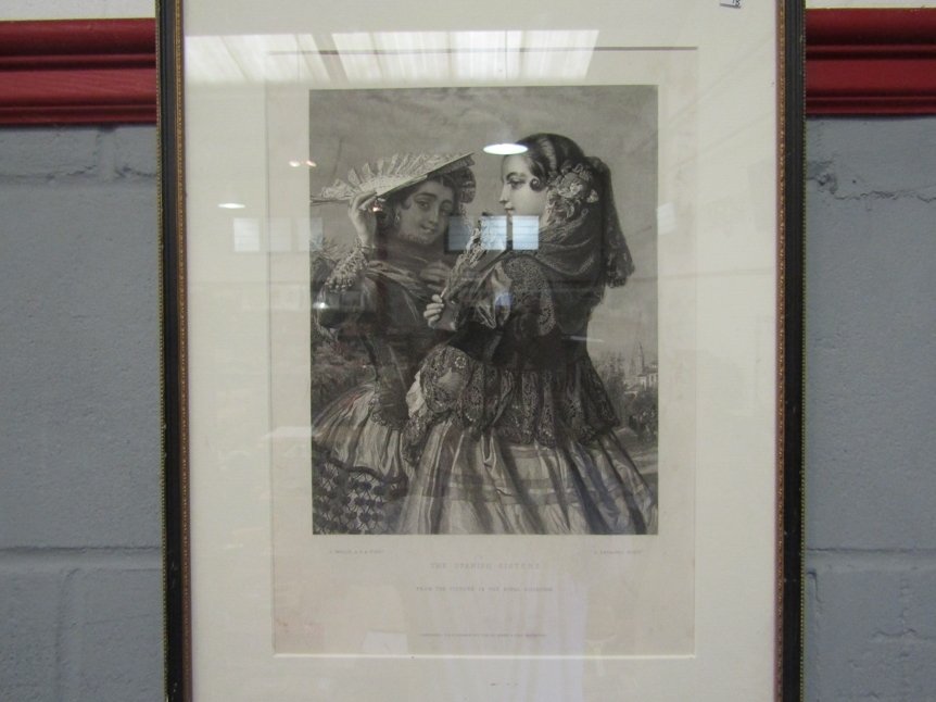 A 19th Century engraving in an Hogarth frame, ''The Spanish Sisters'' after JOHN PHILIP (1817-