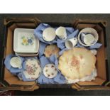 A box of mixed ceramics including Crown Devon, Adderley etc.