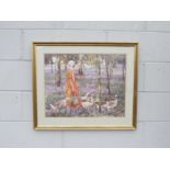 A framed and glazed print after Stanley Royle's 'Goose Girl'. Image size 45cm x 58cm