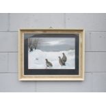 REX GRATTAN FLOOD (1928-2009) A framed and glazed acrylic on paper of Grey Partridges in snow.