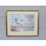 A framed and glazed print after John Cyril Harrison depicting Avocets on a Shoreline. Signed in