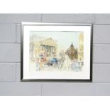 IAN RIBBONS (1924-2002) A framed and glazed pen and watercolour of a London street scene. Signed