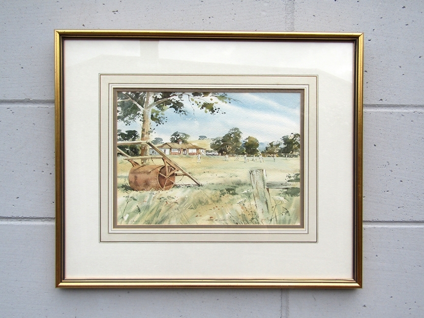 CHRIS FORSEY (XX/XXI) A framed and glazed watercolour, 'Cricket at Leigh'. Signed bottom right and