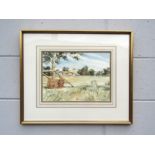 CHRIS FORSEY (XX/XXI) A framed and glazed watercolour, 'Cricket at Leigh'. Signed bottom right and