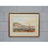 PETERS (XX) - A framed and glazed watercolour, Historic Harbour scene. Signed bottom left. Image