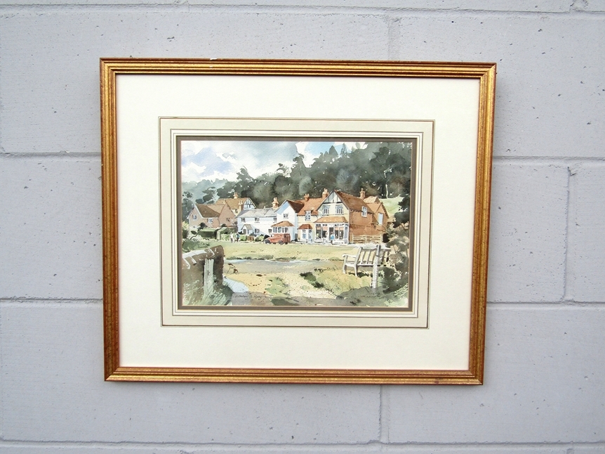 CHRIS FORSEY (XX/XXI) A framed and glazed watercolour, 'Holmbury St Mary village scene'. Signed