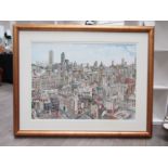 MARTIN STUART MOORE (b.1946) A framed and glazed pen, ink and watercolour of the London skyline, '