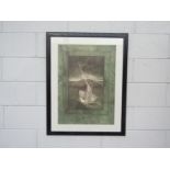 A late 20th Century framed and glazed print of a mythical sea creature. Unsigned work. Image size