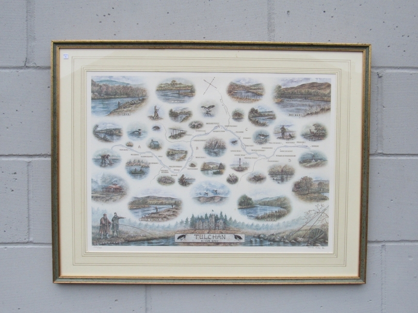 DAVID ELEY (XX) A framed and glazed print on artists paper - Tulchan, River Spey, Scotland. Pencil