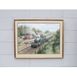 A framed and glazed print after Don Breckon depicting a Great Western Steam Train. Signed in the