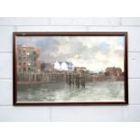 ROY PERRY (1935-1993) A framed oil on board, Wapping quayside scene. Signed bottom right. Image size